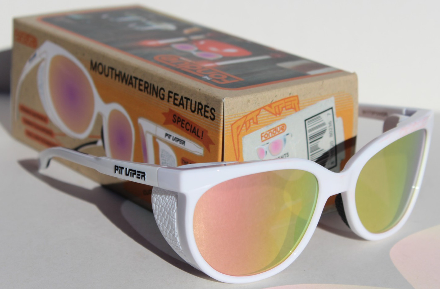PIT VIPER The Miami Nights Fondue Sunglasses White/Pink Revo NEW