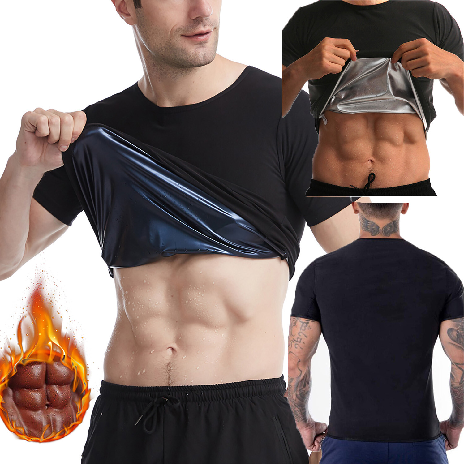 Men’s Sauna Heat Trapping Shirt Sweat Shaper Vest Workout Sauna Exercise Top