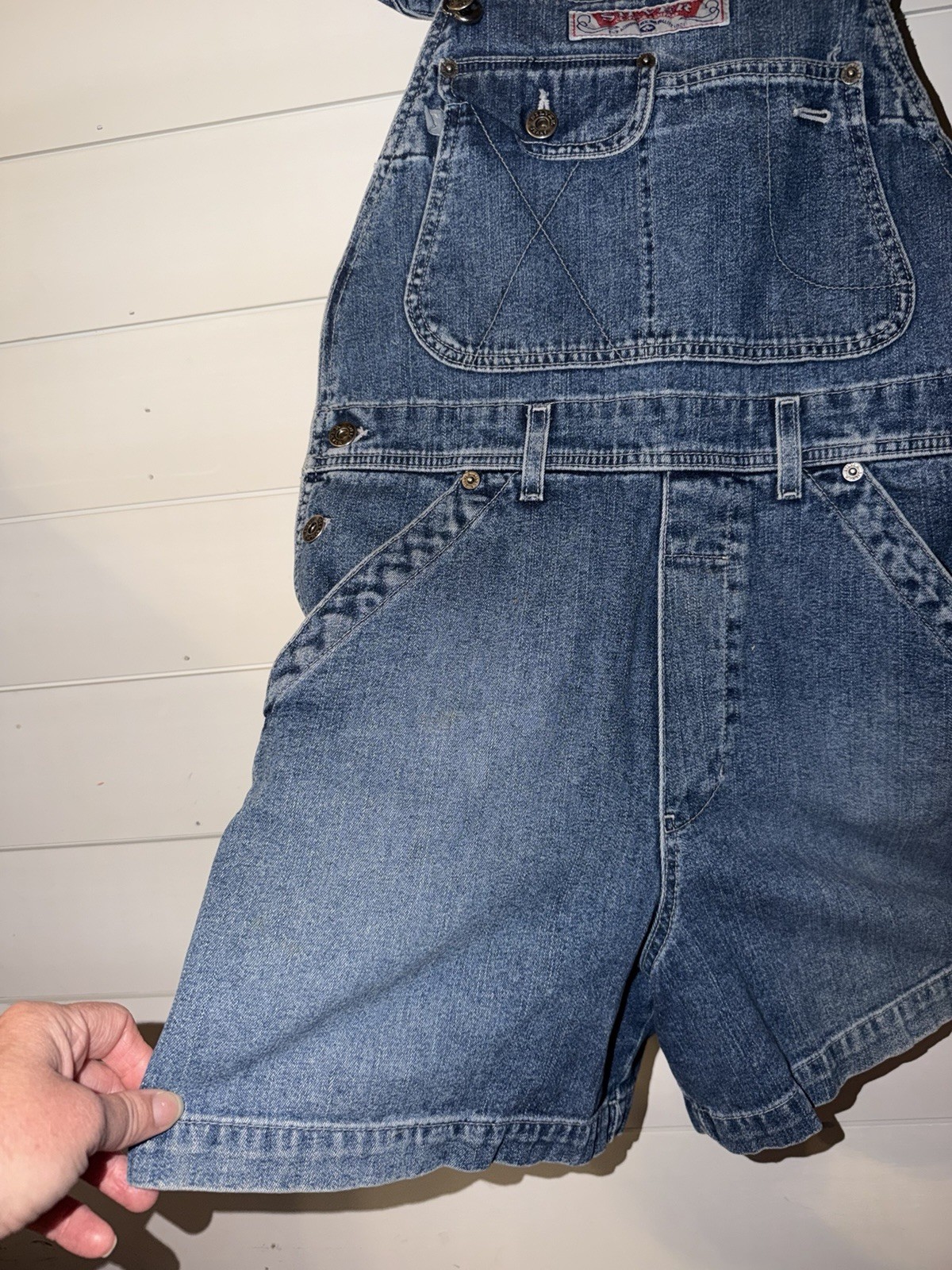 Silver Jeans Women’s Blue Denim Overall Shortalls S/P Cotton Pockets Button