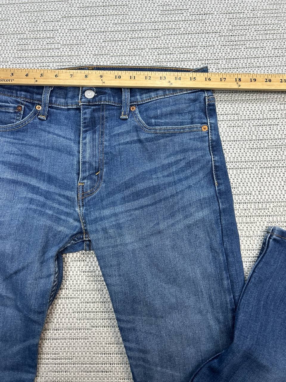 Levis 513 Slim Straight Jeans Mens 32 Blue Whiskered Denim Cotton Mid Rise 32×28