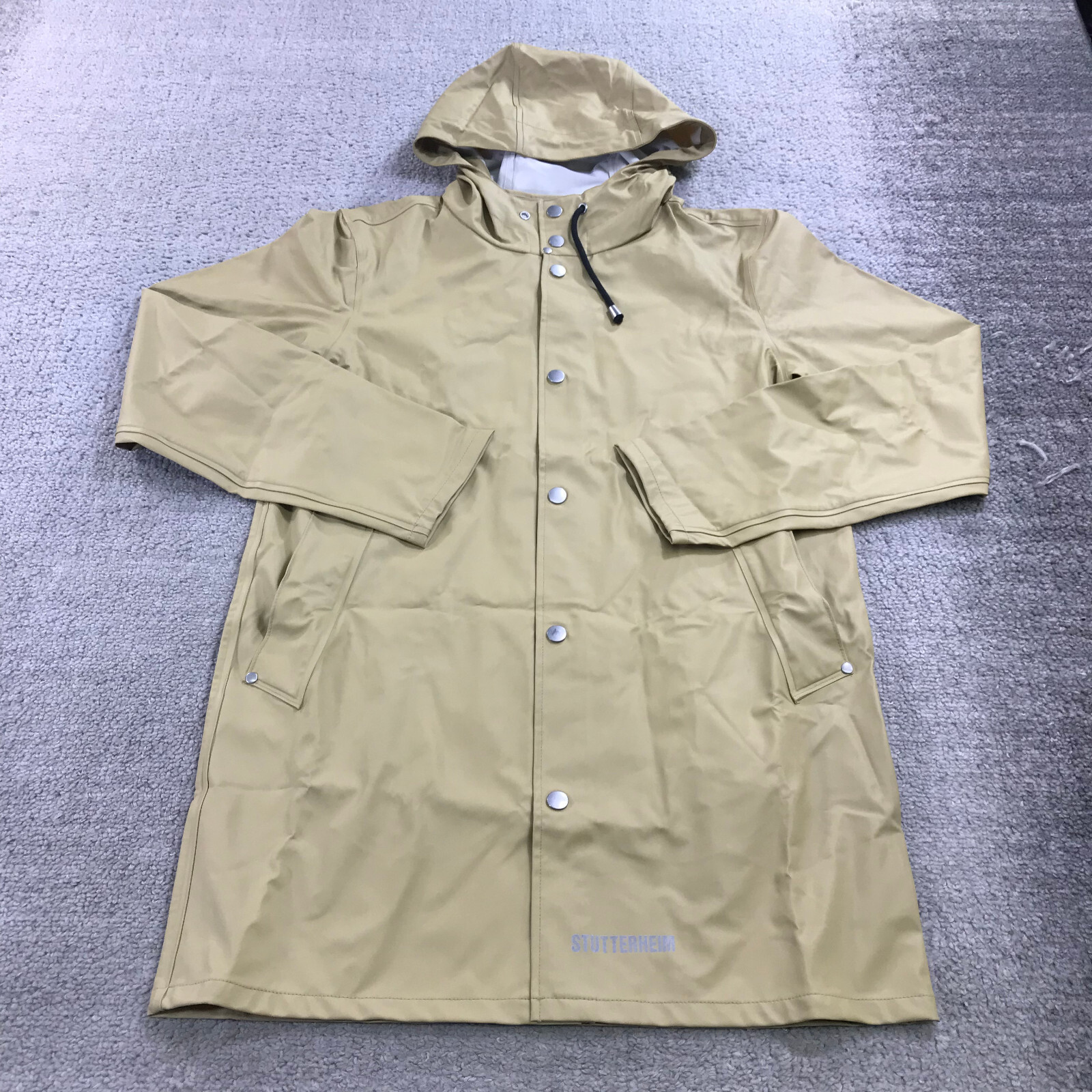Stutterheim Jacket Mens 2XS XXS Snap Hoodie Hood Rain Coat Heavy Stockholm Nude