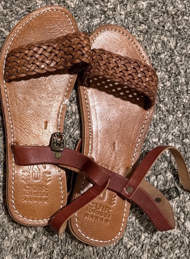 T.UK Brown Leather Strappy Gladiator Sandals Buckle Adjustable Women’s 7