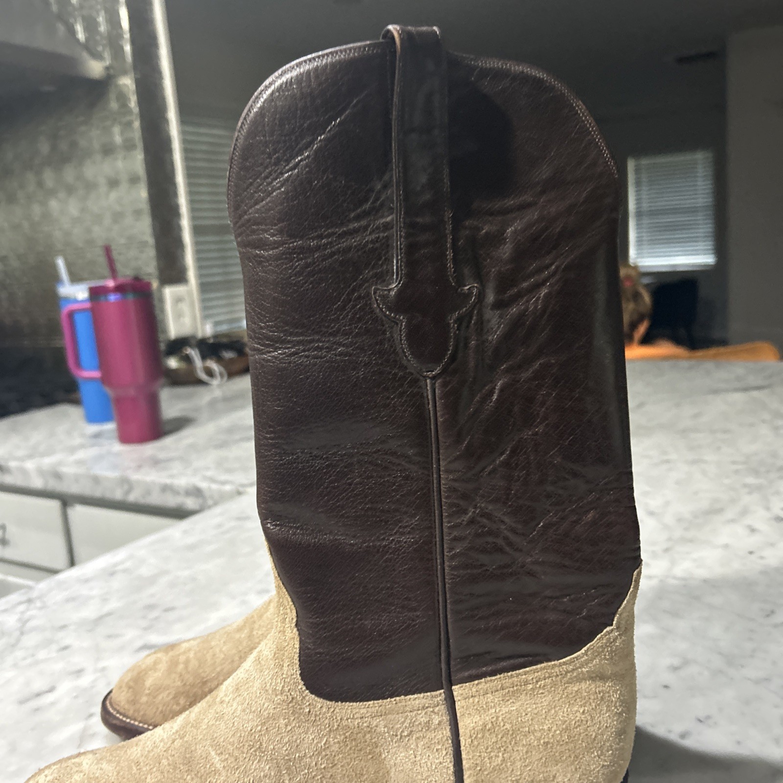 Custom Handmade Rough Out Cowboy Boots Bull Hide 10B Narrow RG Decker Midland Tx