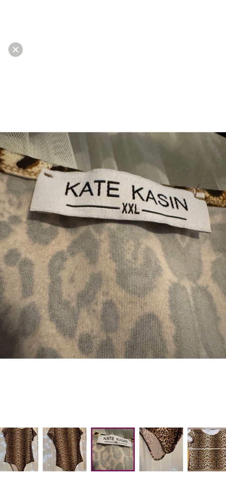 KATE KASIN XXL Leopard Print Bodysuit One Piece Button Accent