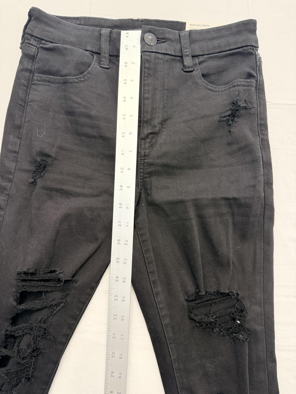 American Eagle Outfitters Jegging Jeans Womens 4 Black Hi-Rise Distressed 27×29
