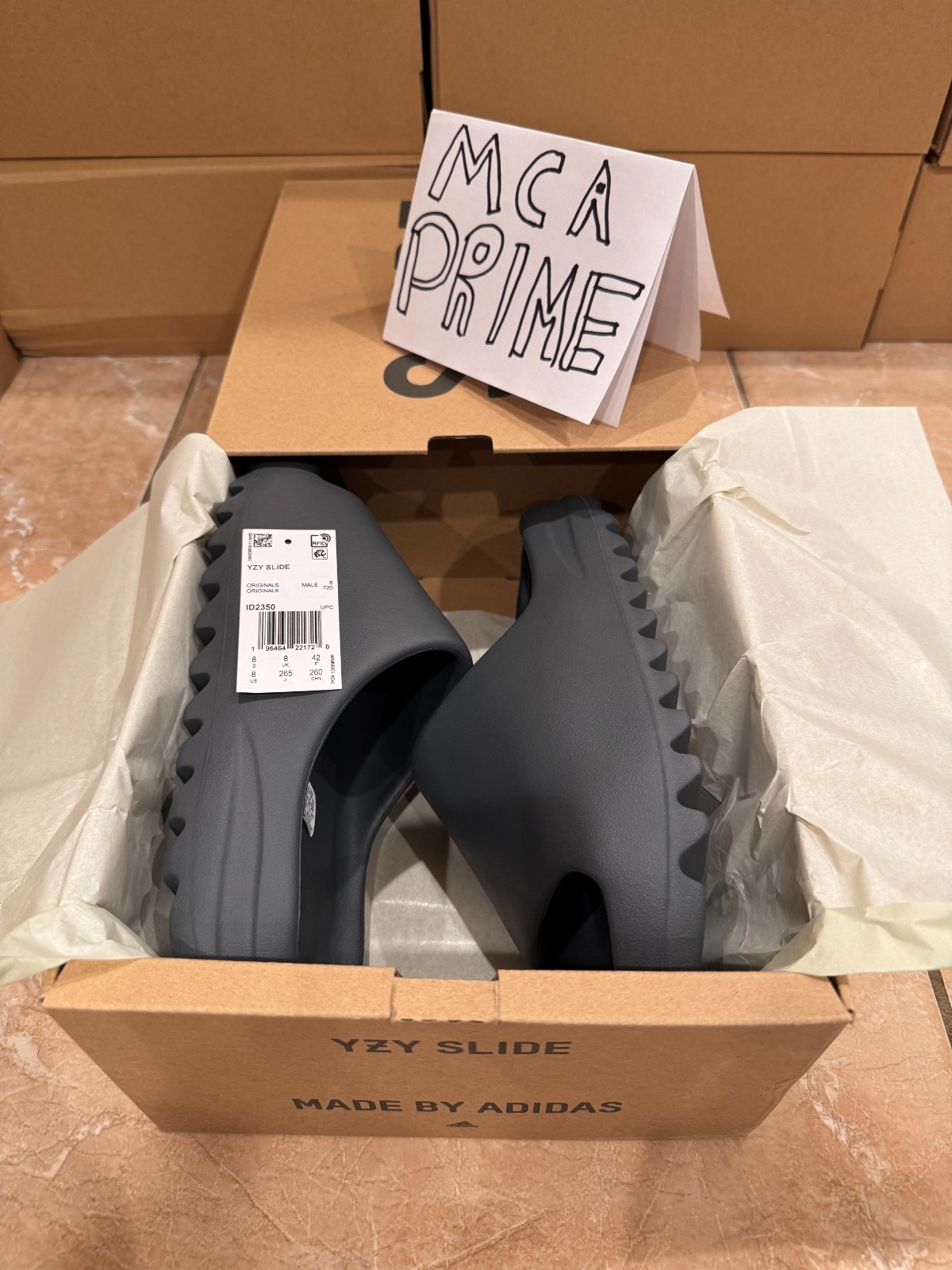 Adidas Yeezy Slide Slate Grey Size 8 ID2350 (BRAND NEW WITH RECEIPT)