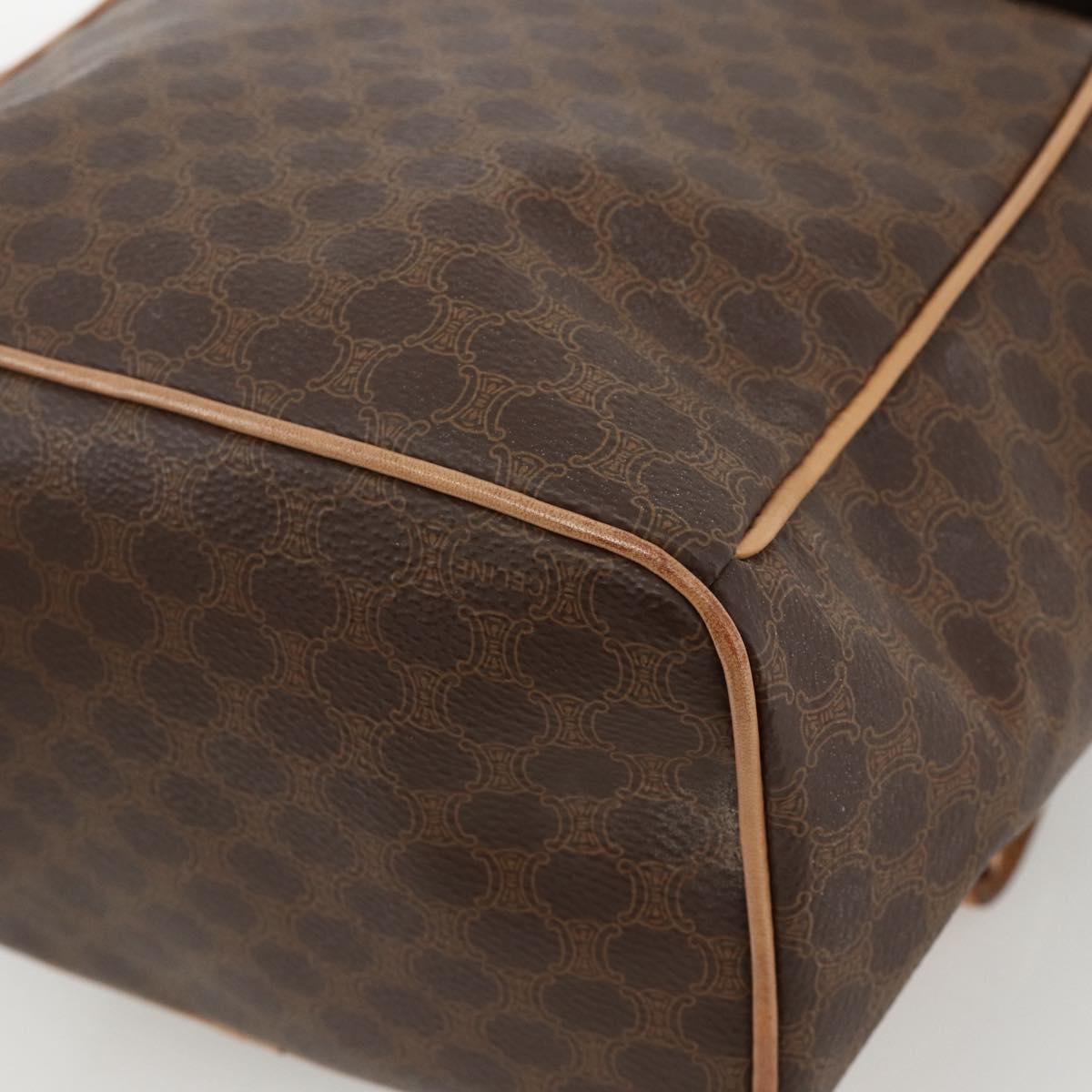 CELINE Macadam Canvas Backpack PVC Leather Brown Gold Auth BAZ796A