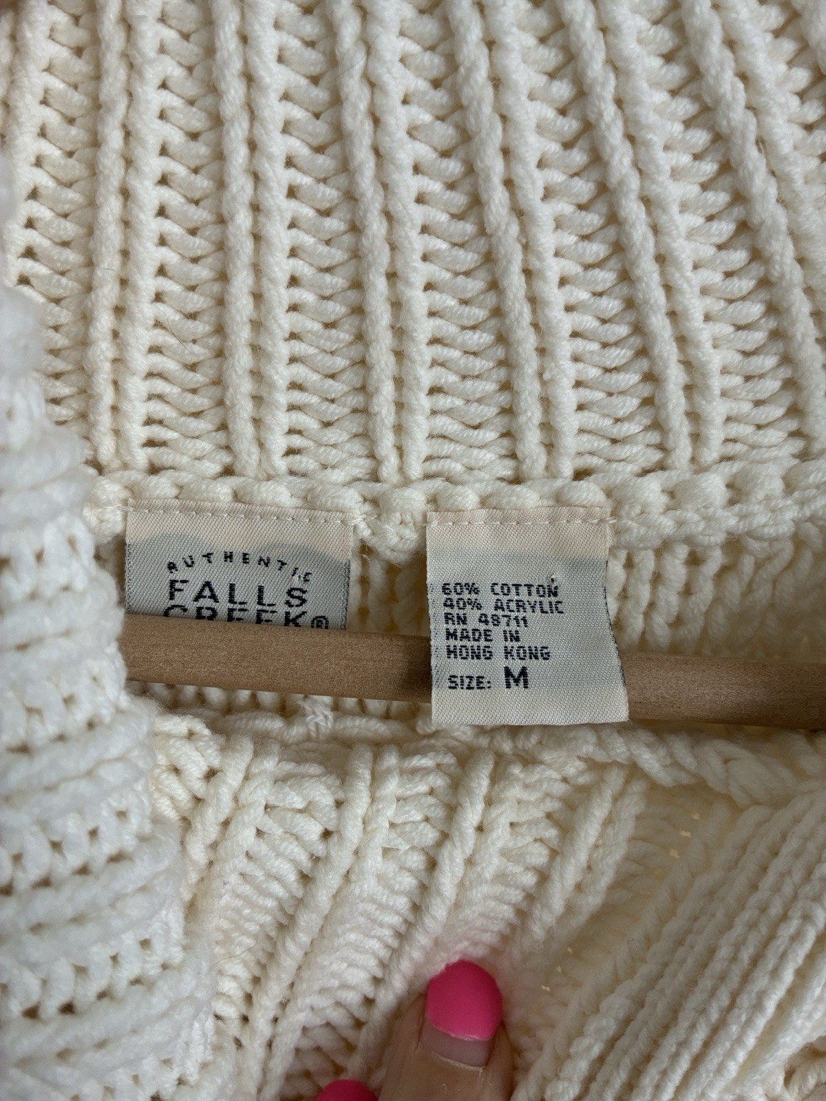 Vintage Falls Creek CableKnit SweaterCream Fisherman Collared CozyCottagecore
