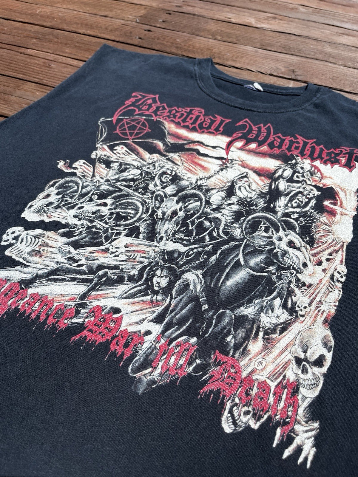 Beastial Warlust Satanic War Metal Cutoff Large Distressed Blasphemy