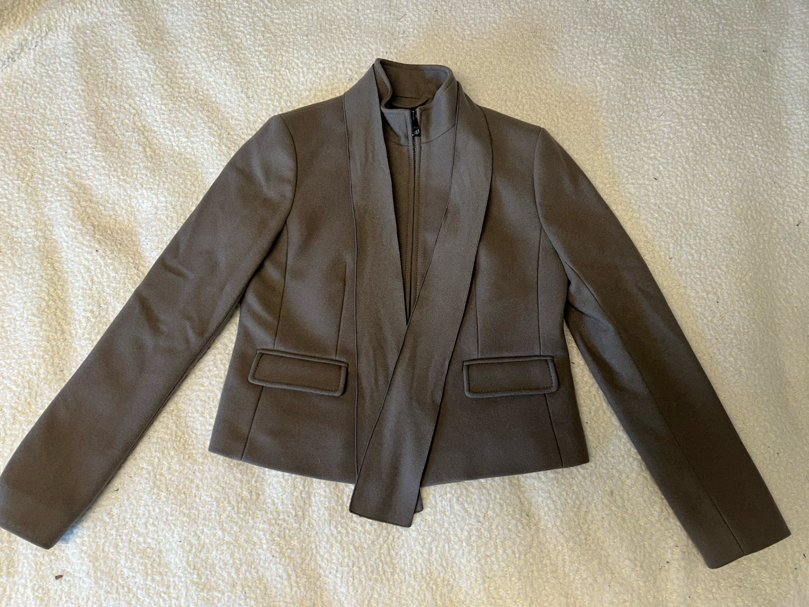 Banana Republic x Mario Bellucci Taupe LS Blazer Jacket Wm 2 Removable Neck Tie