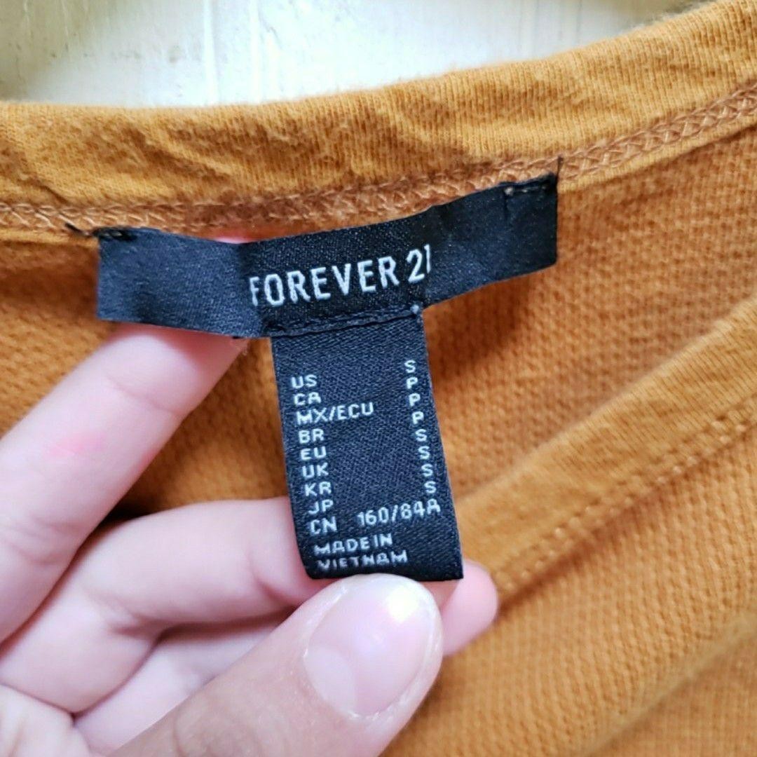 Forever 21 Shirt Juniors Small Brown Crew Neck Short Sleeve Ruched Crop Top