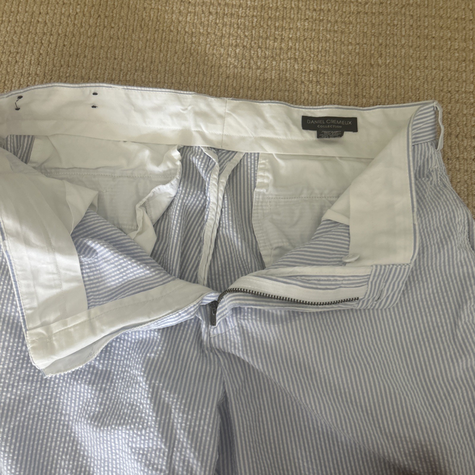 Daniel Cremieux Blue Label Seersucker Pants Men 34×32 Striped Flat Front Preppy