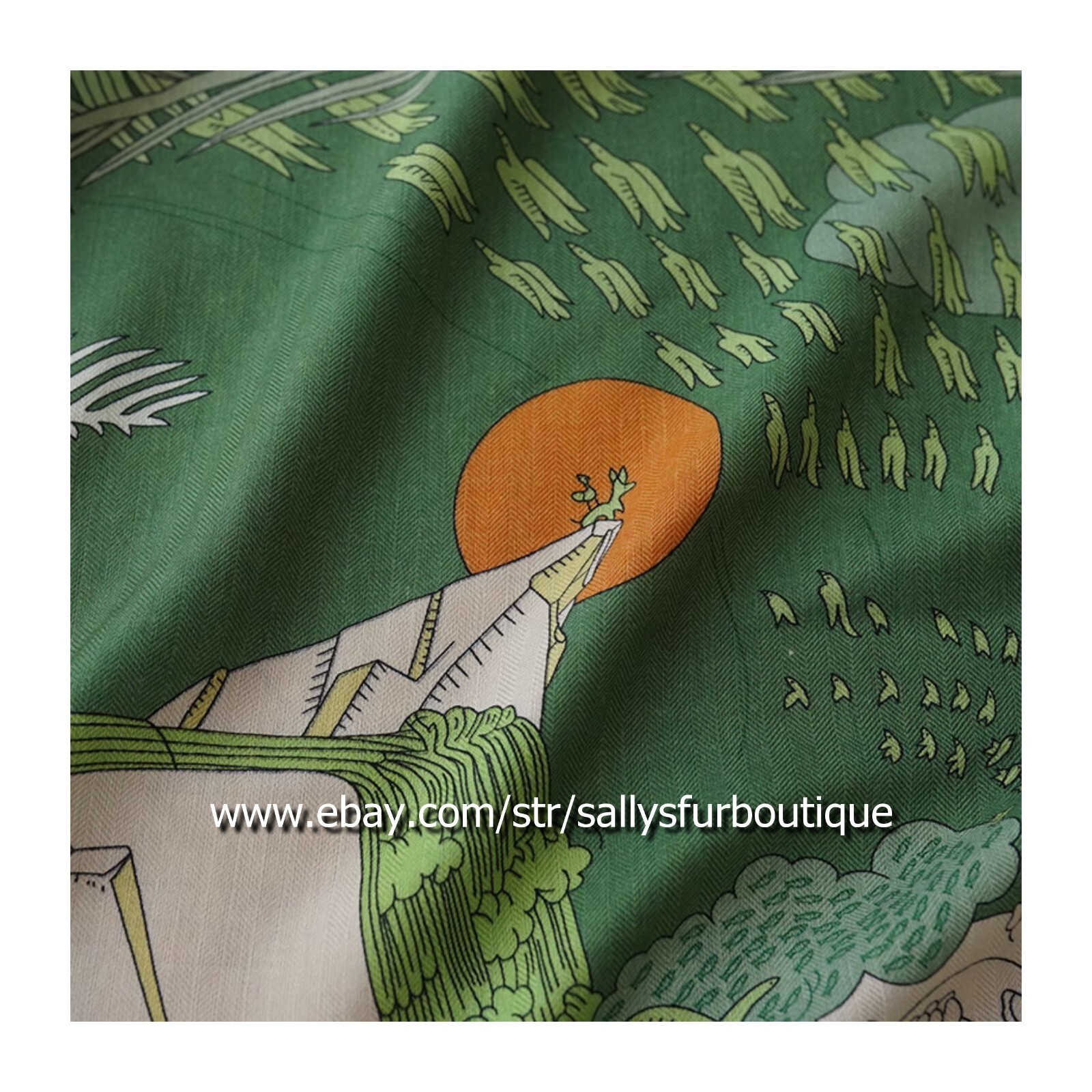 Sallys Boutique 70% Cashmere 30% Silk Wrap Scarf Animals Print 2 Face Shawl 53″