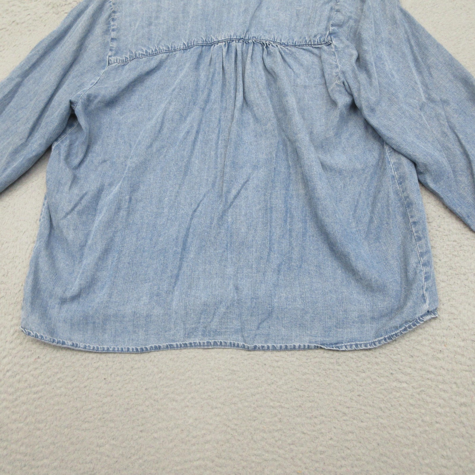 Splendid Chambray Lyocell Shirt Women M Blue Popover Peasant Boho Coastal Casual