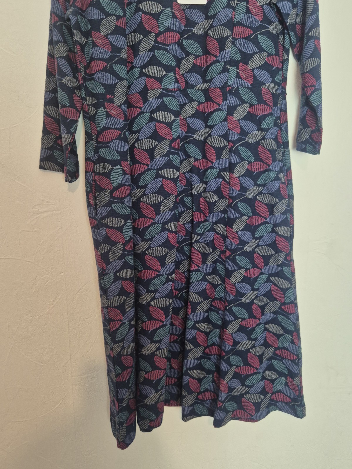 Adini Brand New Tags Navy Blue Leaf Print Juliet Dress UK Size Large L BNWT A02