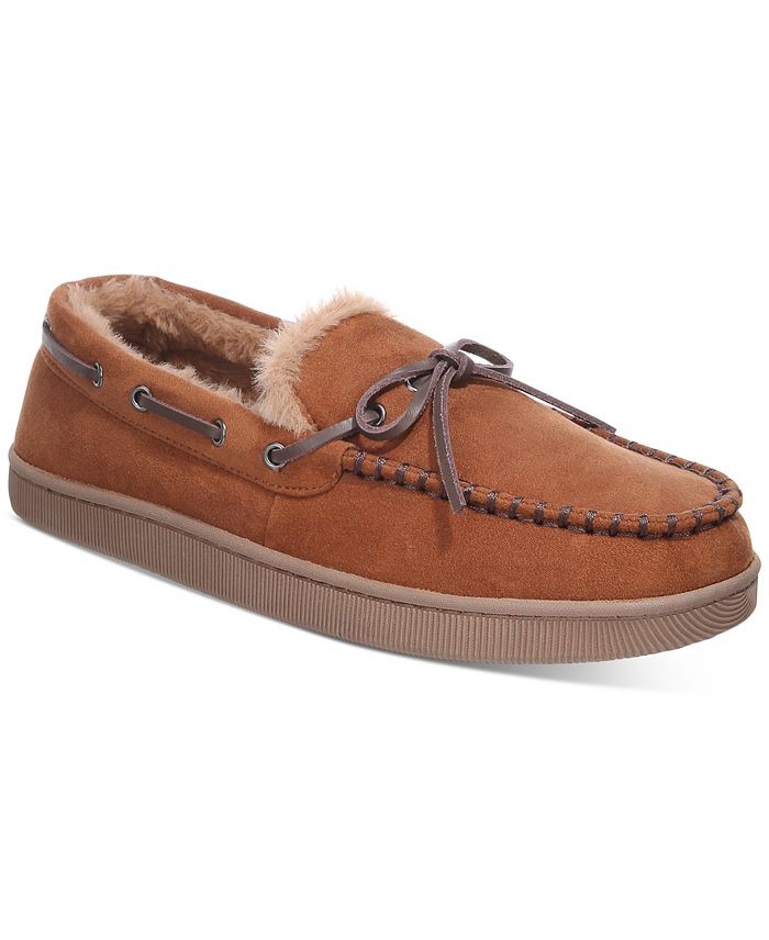 Club Room Men’s Moccasin Slippers in Tan-Small 6-7