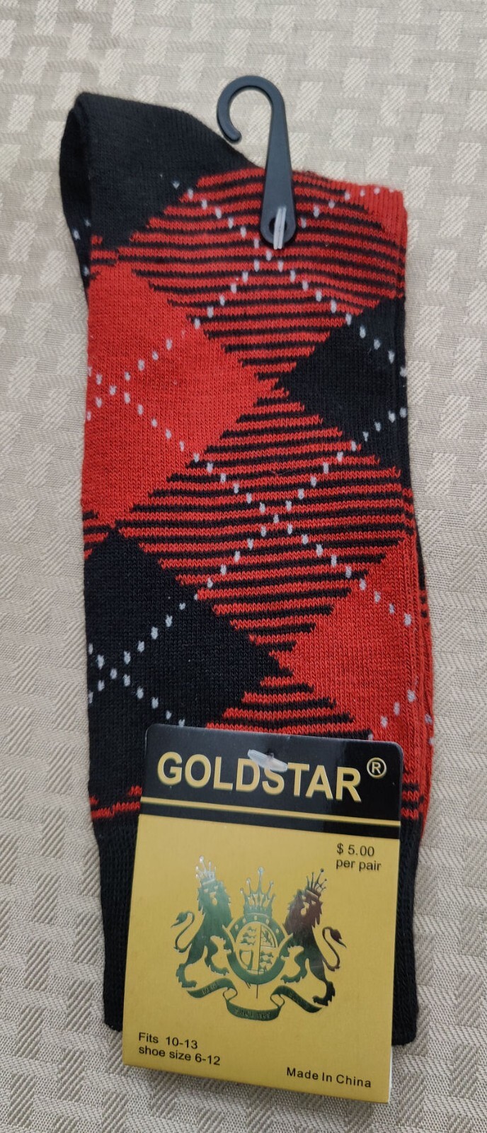 Men’s Casual Socks Goldstar Fashion Cotton Blend Red and Black Plaid Footwear