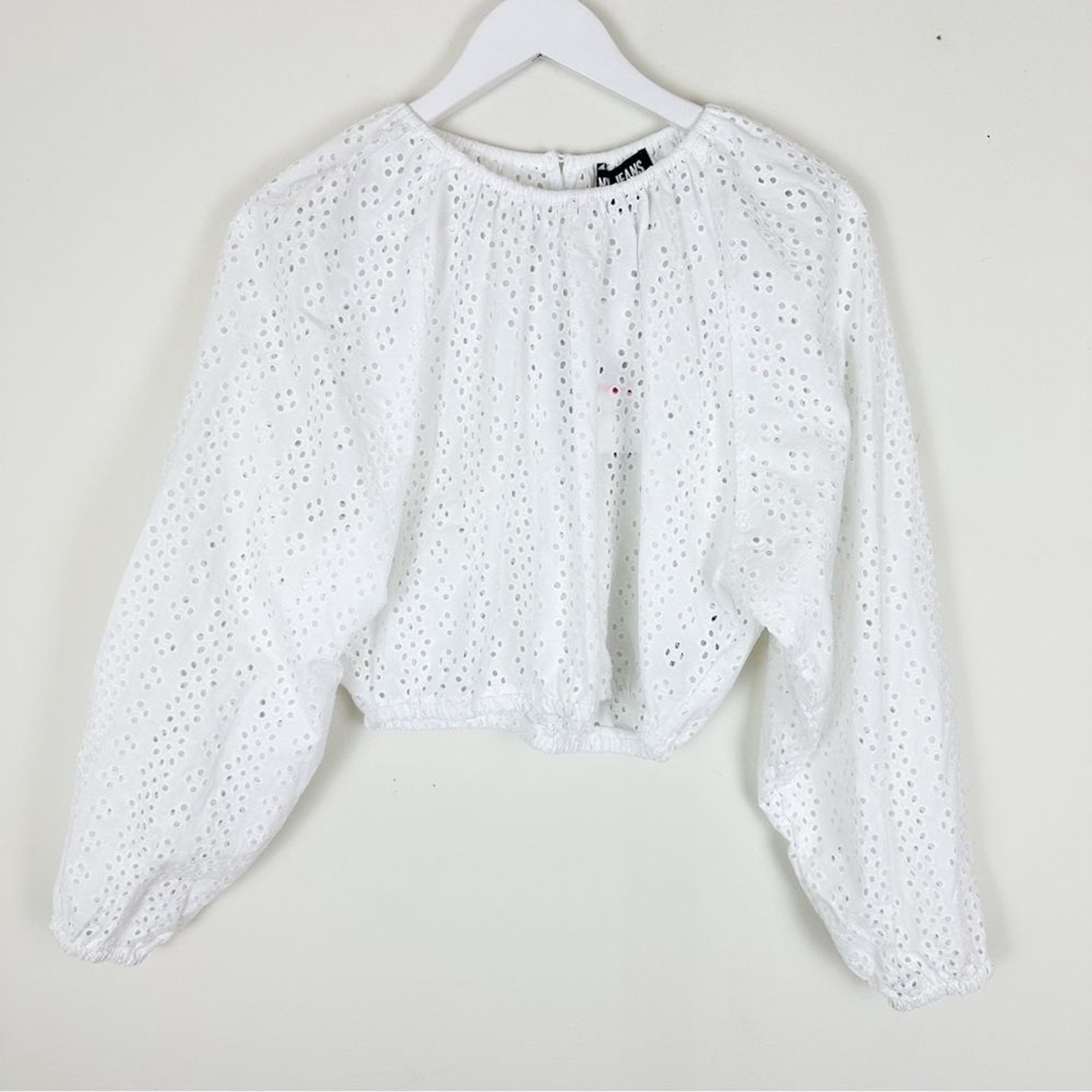 NWT DKNY Jeans Cotton Eyelet Cropped Blouse
