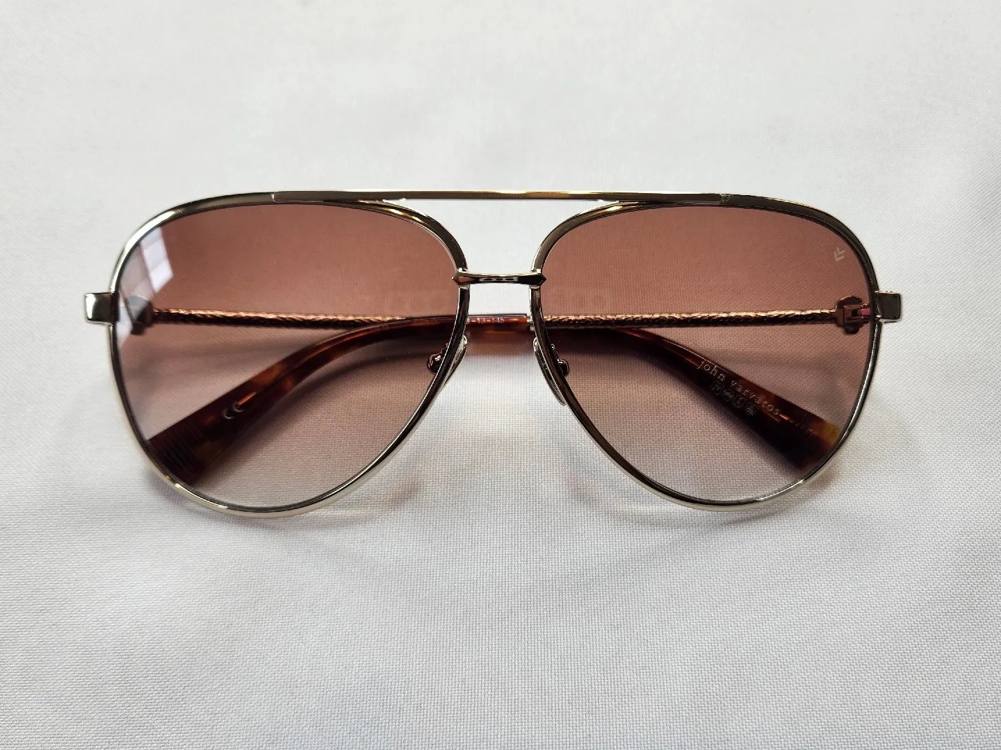 JOHN VARVATOS V546 GOLD LARGE MEN’S AVIATOR SUNGLASSES EYESIZE 63-13-145 JAPAN