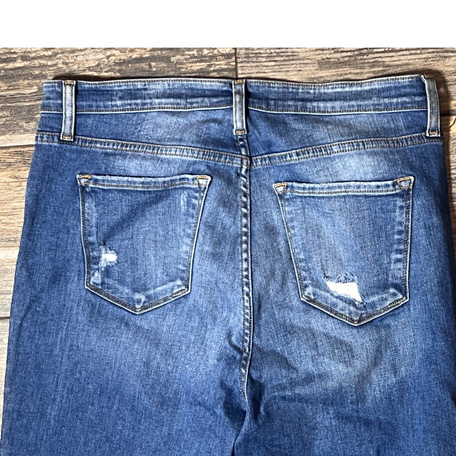 Bridge by GLY Ultra High Rise Ankle Skinny Jeans Distressed Blue Size 31 Fringe