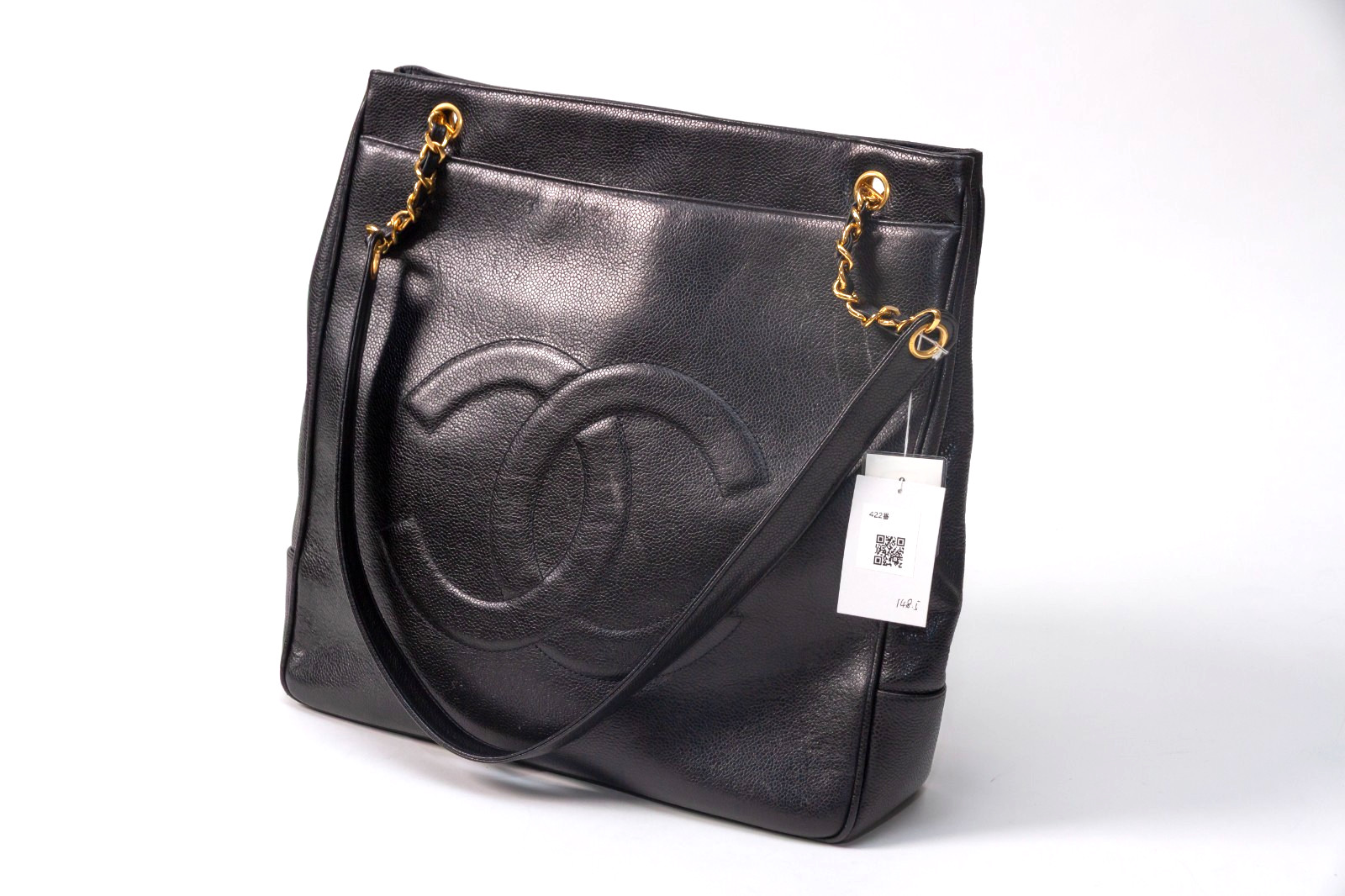 CHANEL Coco Mark Caviarskin Chain Shoulder Tote Bag USED 【Condition Rating SA】