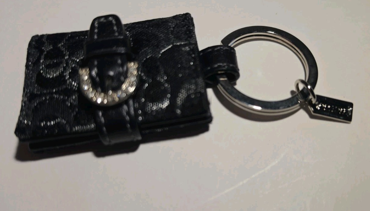 Coach Mini Picture Frame Keychain Bag Charm RARE VINTAGE Black On Black Silver