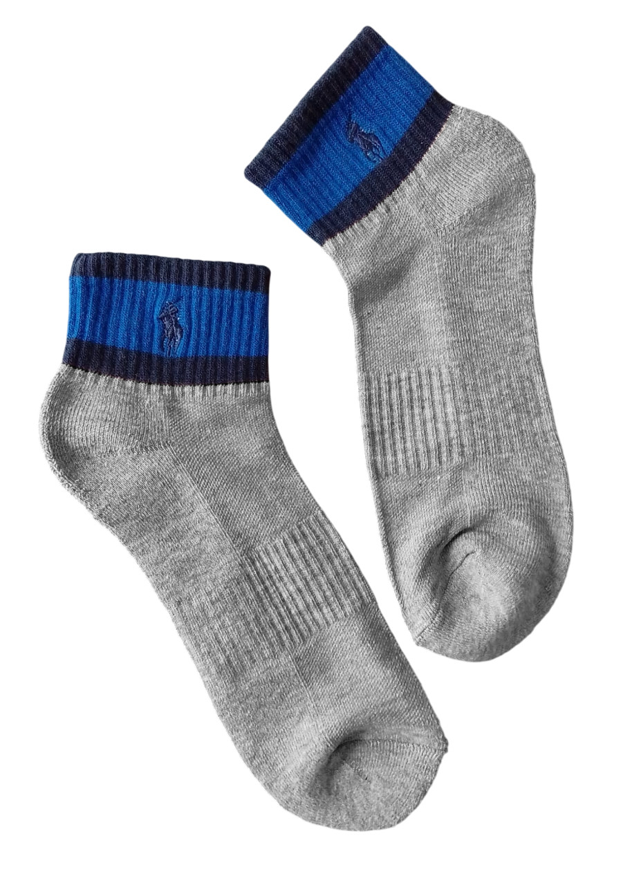 POLO RALPH LAUREN RL | Mens Grey Blue Low Cut Quarter Socks | UK 6-11 EU 40-46