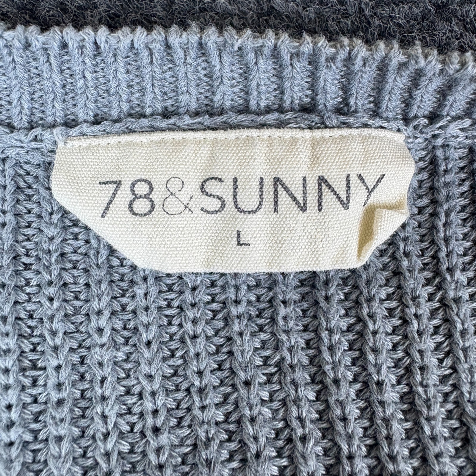 78&Sunny Wrap Sweater Womens Large Gray Chunky Knit V Neck School Walking Winter