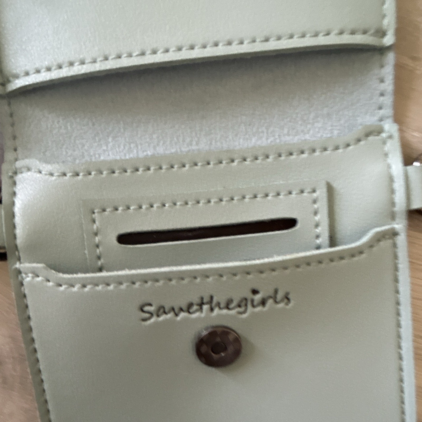 Savetthegirls Mint blue ID/Document Holder Wallet w/ Chain Strap & ID Window