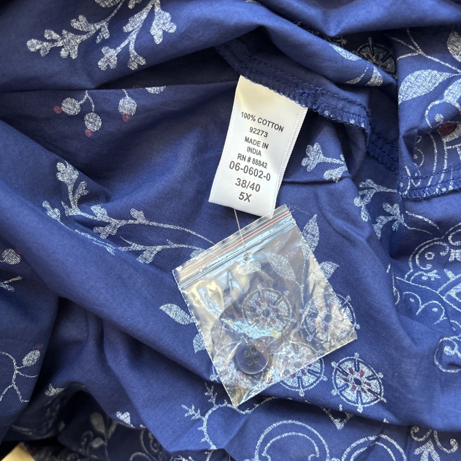 Only Necessities Sz 5x 38/40 Kaftan Gown House Dress Women’s Blue Floral Casual