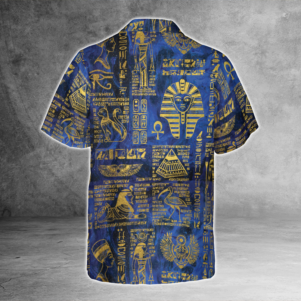 Egyptian Hieroglyphs And Deities 3D All Over Print Hawaiian Shirt Size S-5XL
