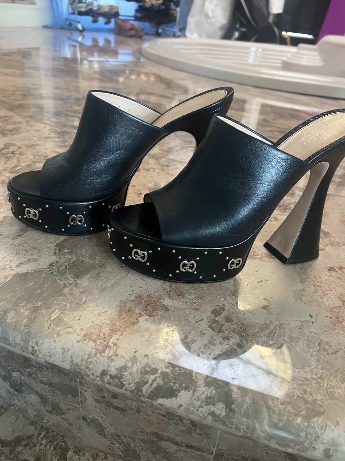 the Gucci Janaya 115mm Platform Mules,