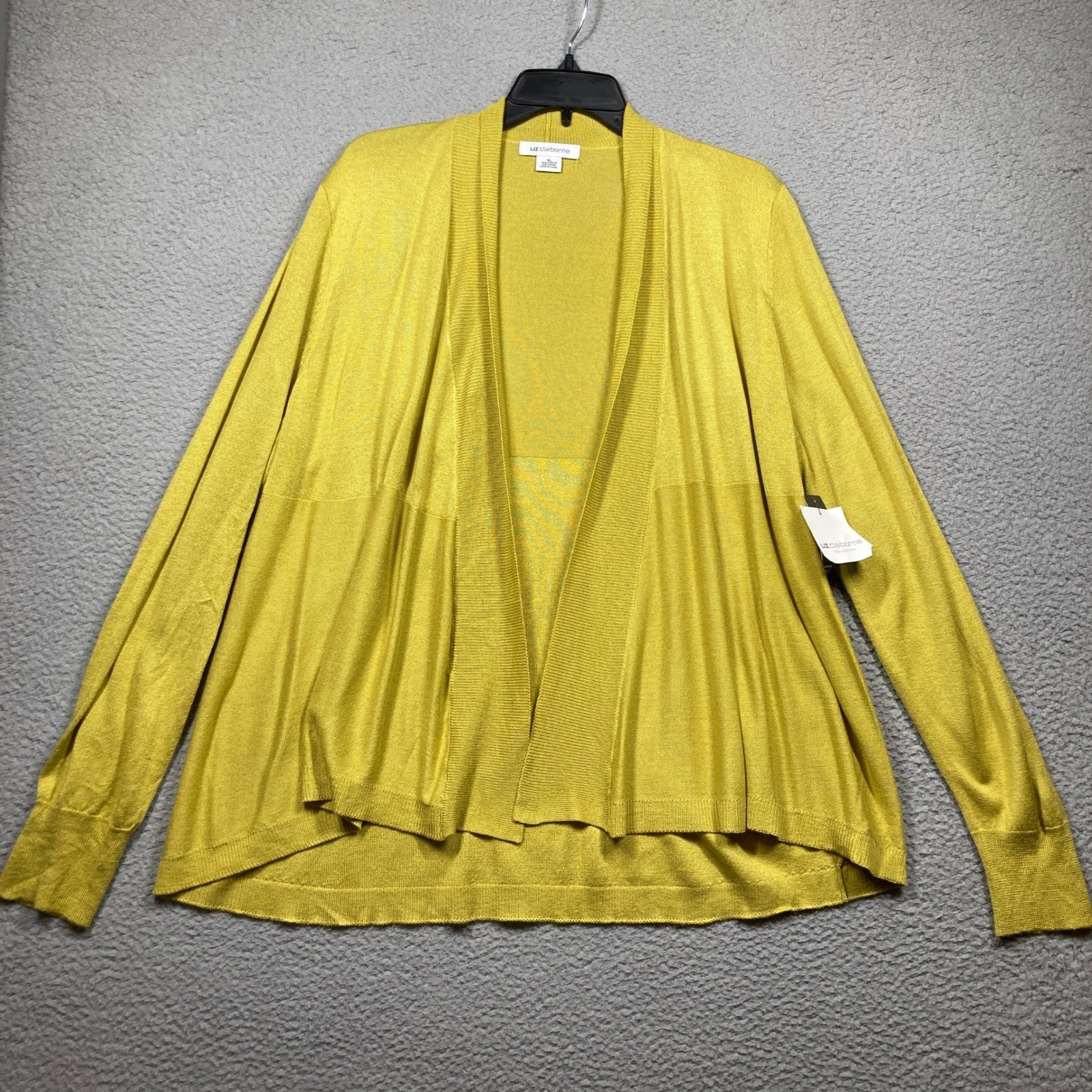 Liz Claiborne Sweater Open Cardigan Womens XL Apple Green Lightweight Knit NEW