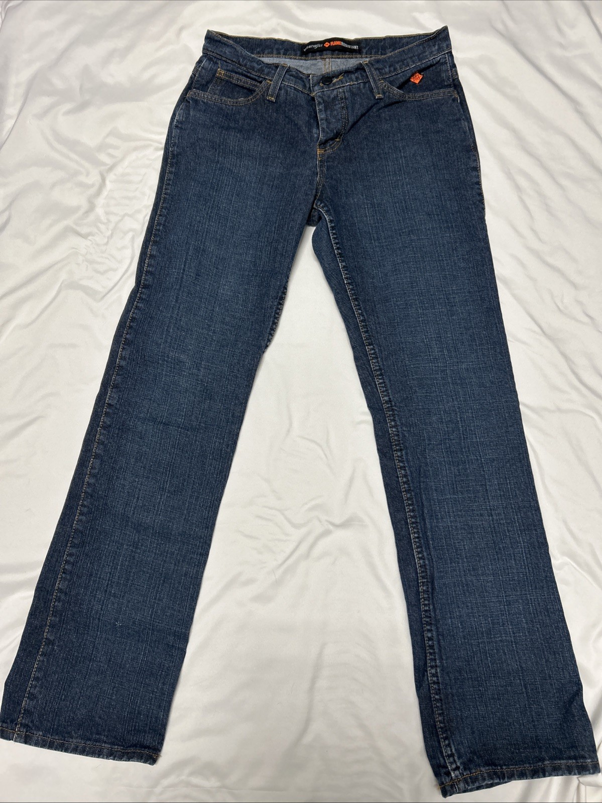 Womens Wrangler FR Fire Resistant Jeans Size 7×34 Embroidered Pockets 10FRW10CH