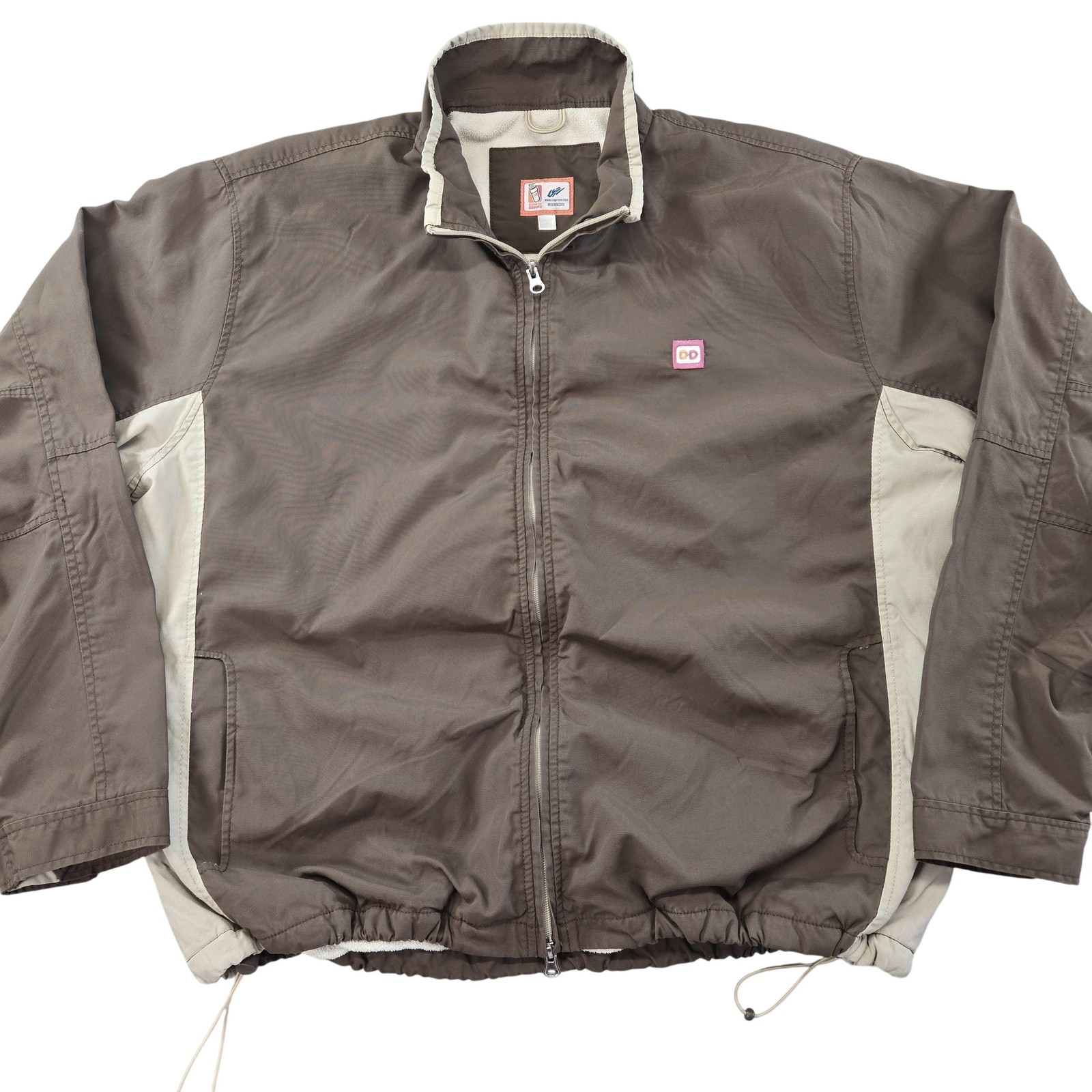 Dunkin’ Donuts Jacket Mens 2XL Brown Windbreaker Lined Insulated Pockets Logo