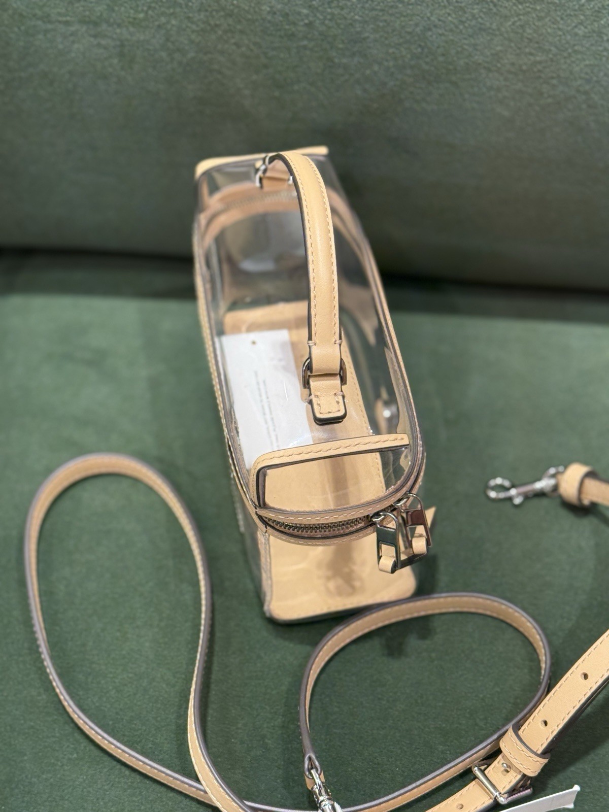 Tory Burch Rory Clear Vanity Bag 180145 Brushed Almond $445 new