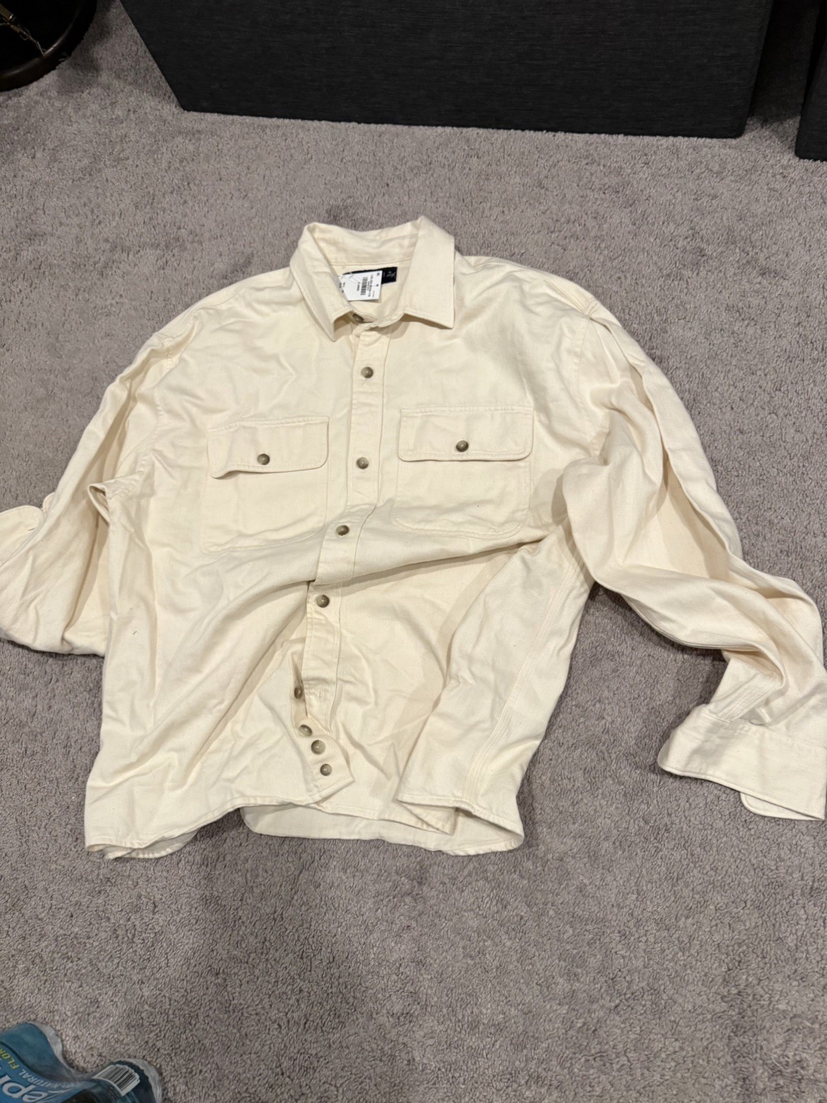 Size XL – Abercrombie & Fitch Button-Up Denim Shirt Cream NWT Brand New NWT
