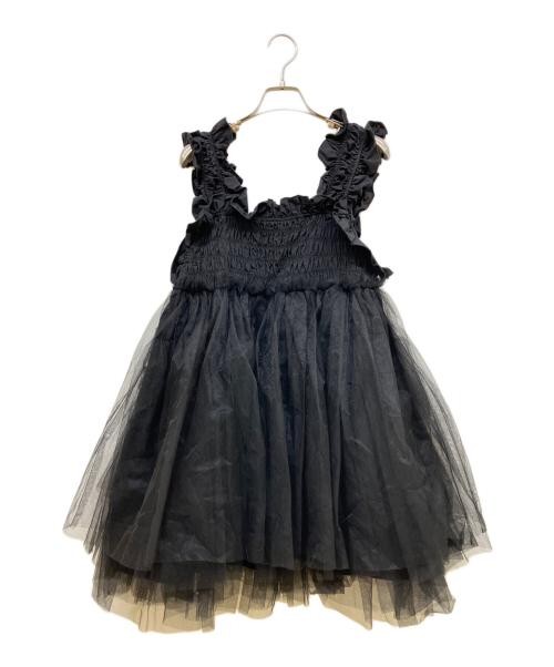 Perna Tulle Gathered Camisole Black Nylon Polyester Feminine Top 40cm