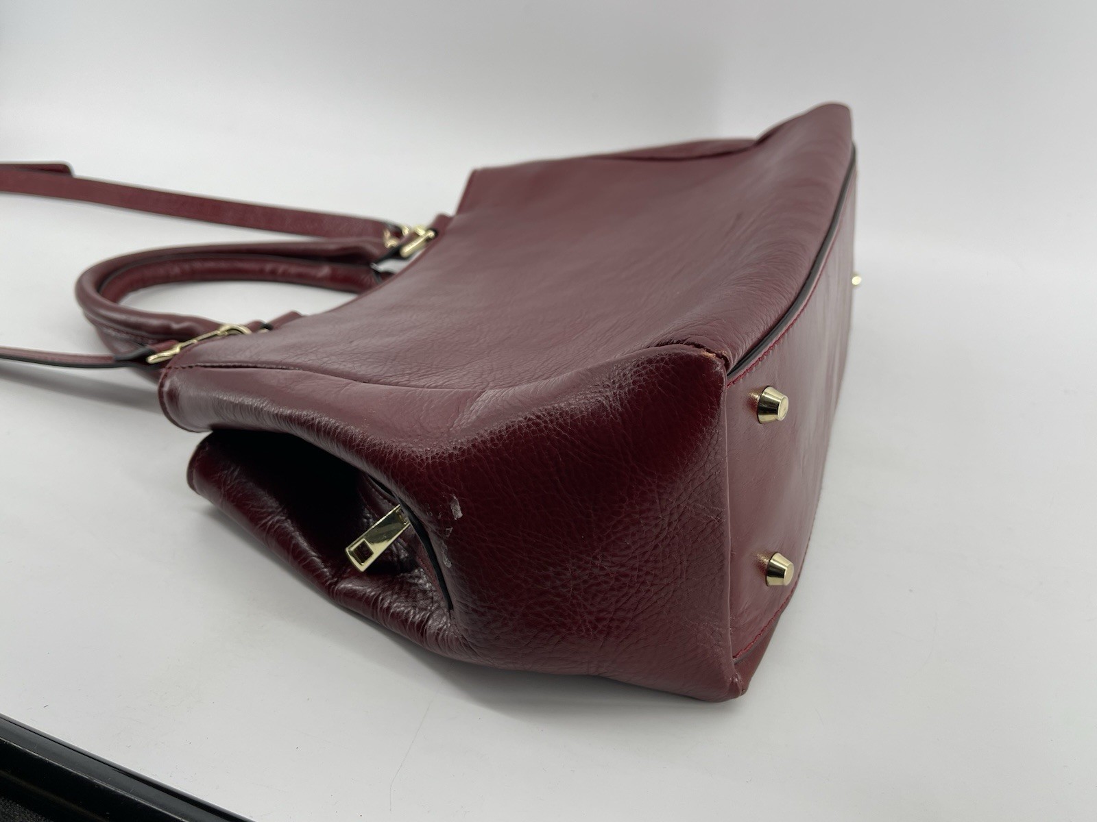 Divina Firenze Large Burgundy Red Leather Cross Body Shoulder Hand Bag Purse