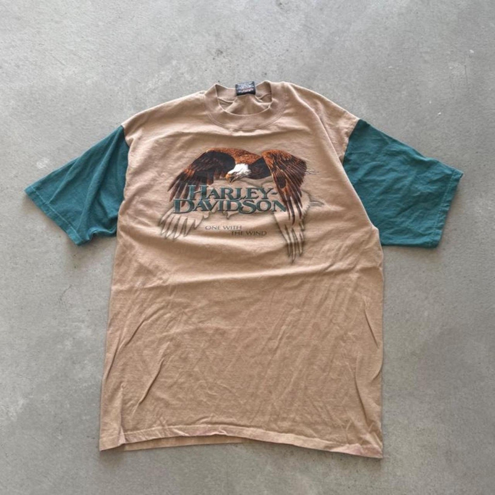 Vintage 90s Haley Davidson Motorcycles Color Block Biker T-Shirt
