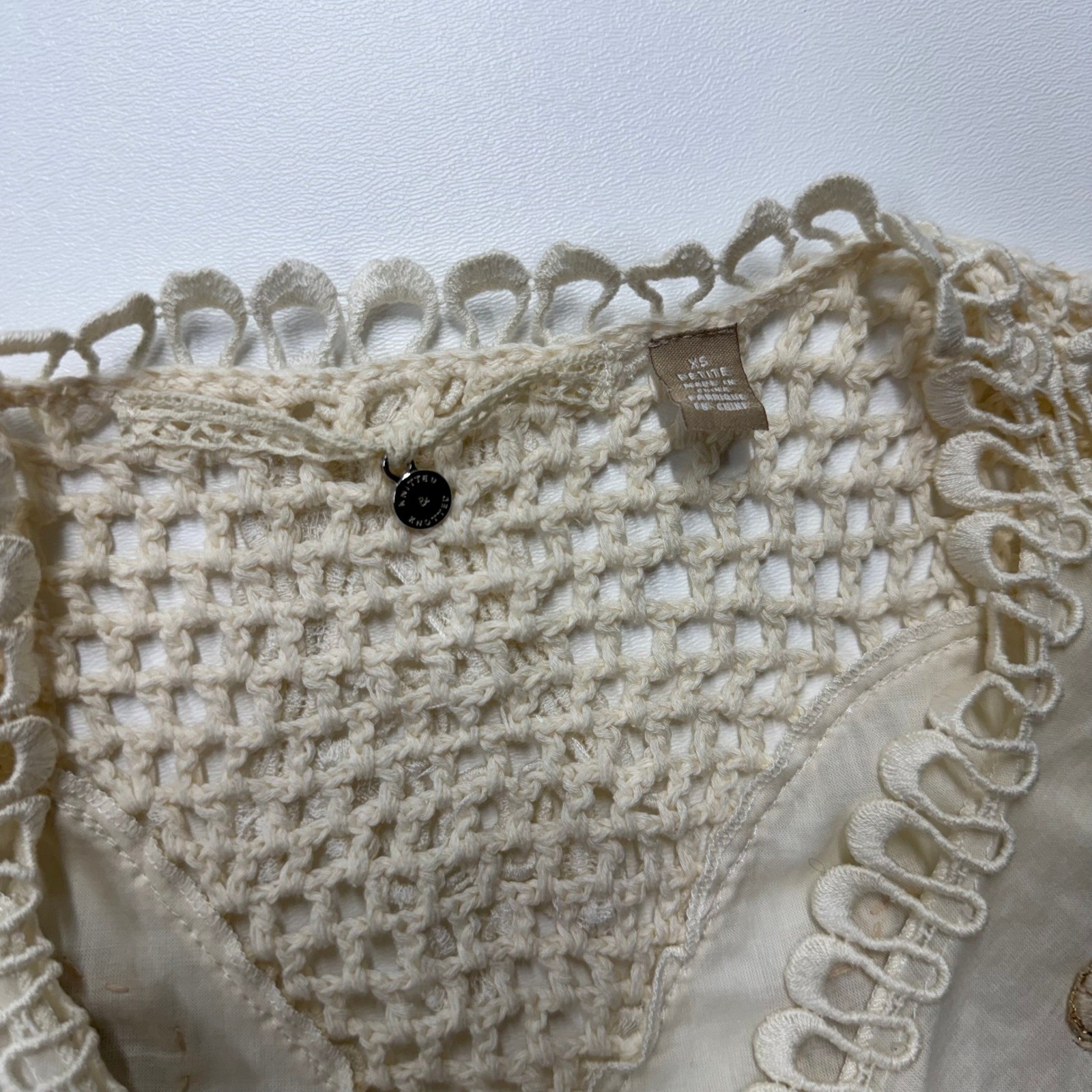 Knitted Dove Cream Floral Embroidered Crochet Lace Wrap Top