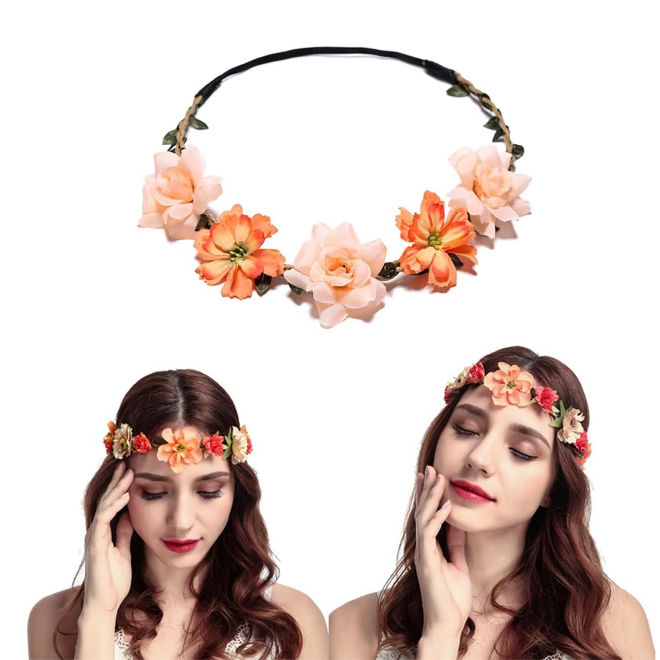 Women Headpieces Collection Accessories – 6 PCS Boho Hair Wreaths, Flower Crowns