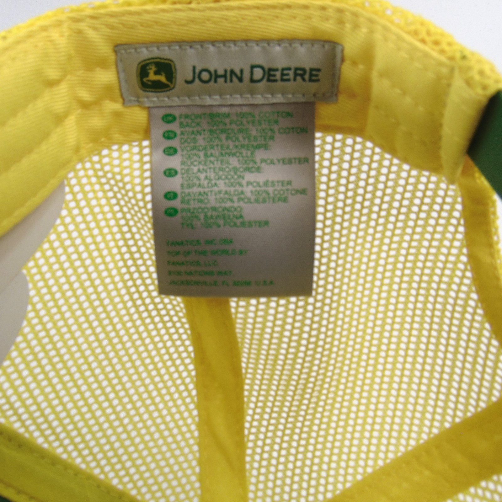John Deere Trucker Hat Green Yellow Mesh Snapback Adjustable Embroidered Cap New