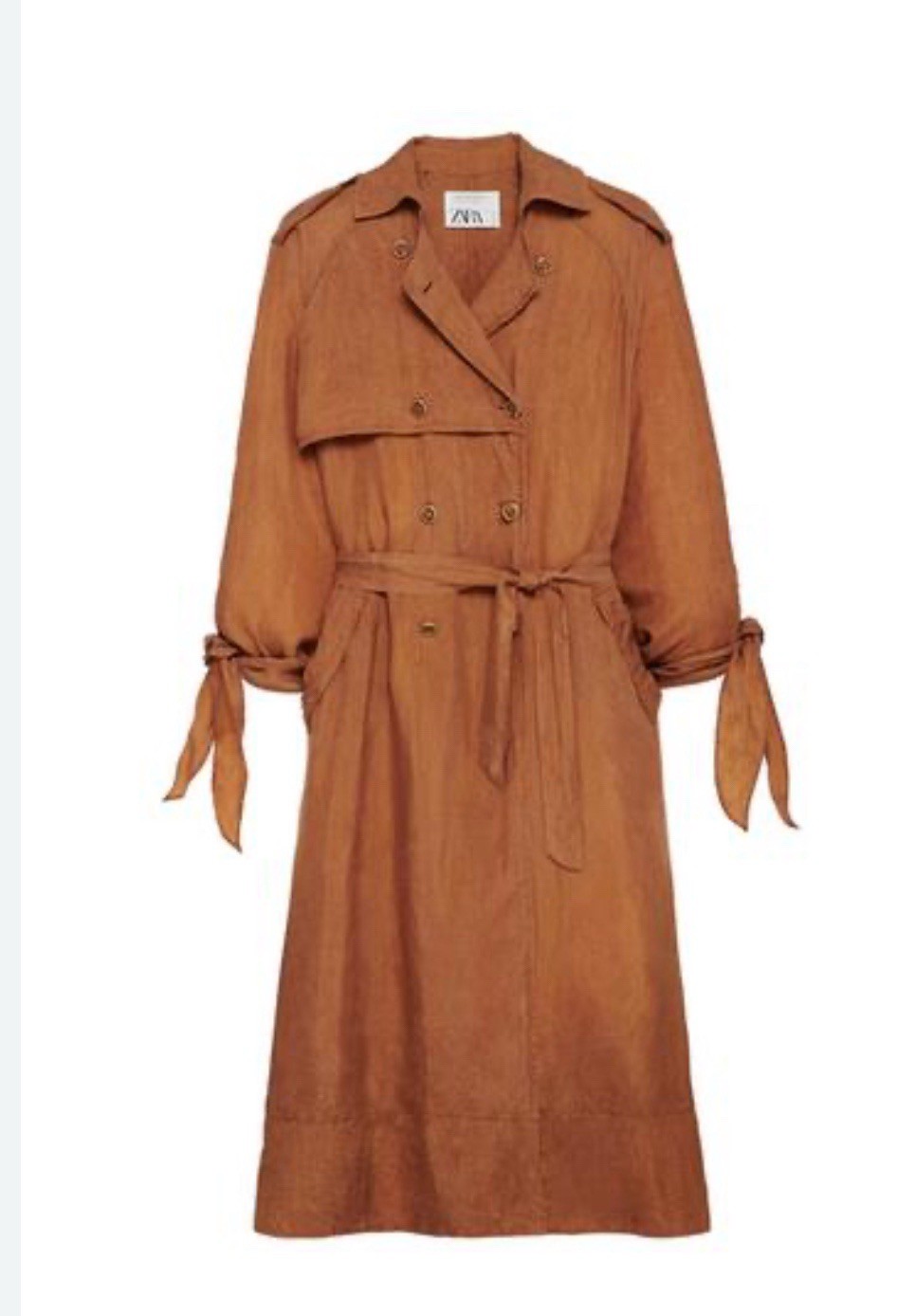 ZARA Long Oversized Trench Coat Lightweight Lyocell Summer Limited Ed Caramel