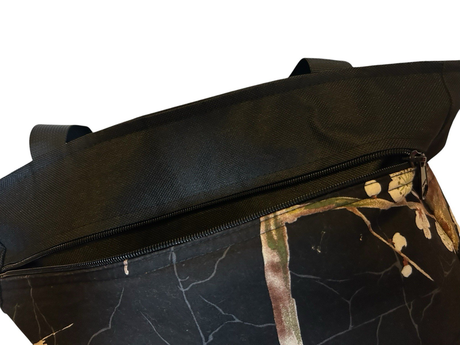 Mailelani’s Black Plum Blossom Tote Bag Zip Closure w/ Red Cherry Blossom Pouch