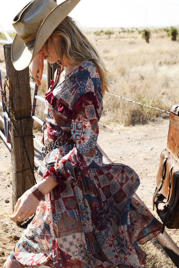 Double D Ranch Prairie Patch Multicolor Bohemian Maxi Dress, Size 2X, NWT!