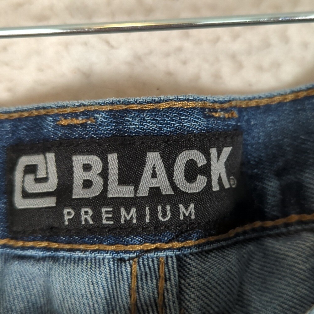 Black Premium Men’s Low Rise Slim Straight Fit Denim Jeans 32×32