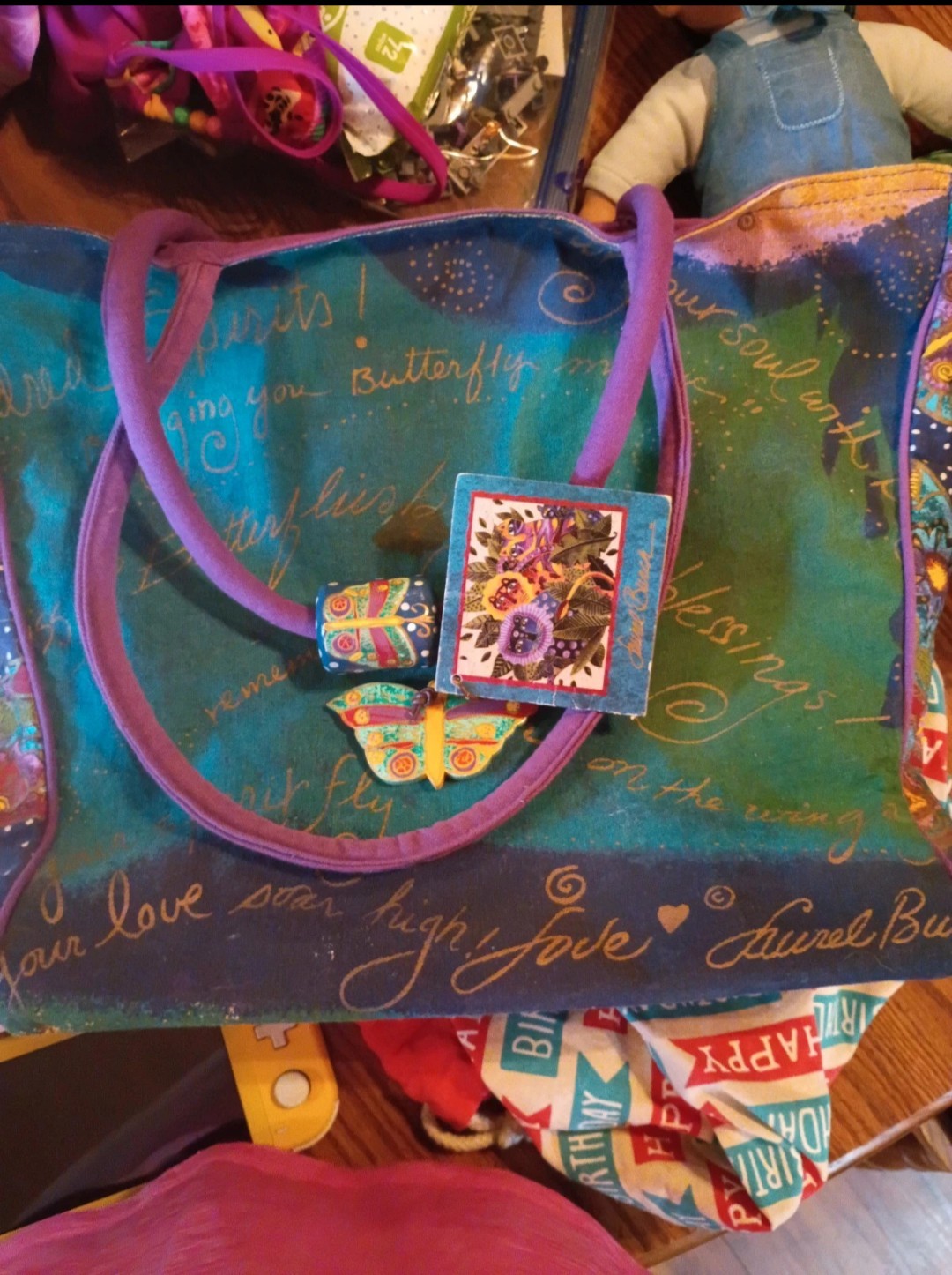 Retired Laurel Burch Butterfly Canvas Tote Bag With Original Tag