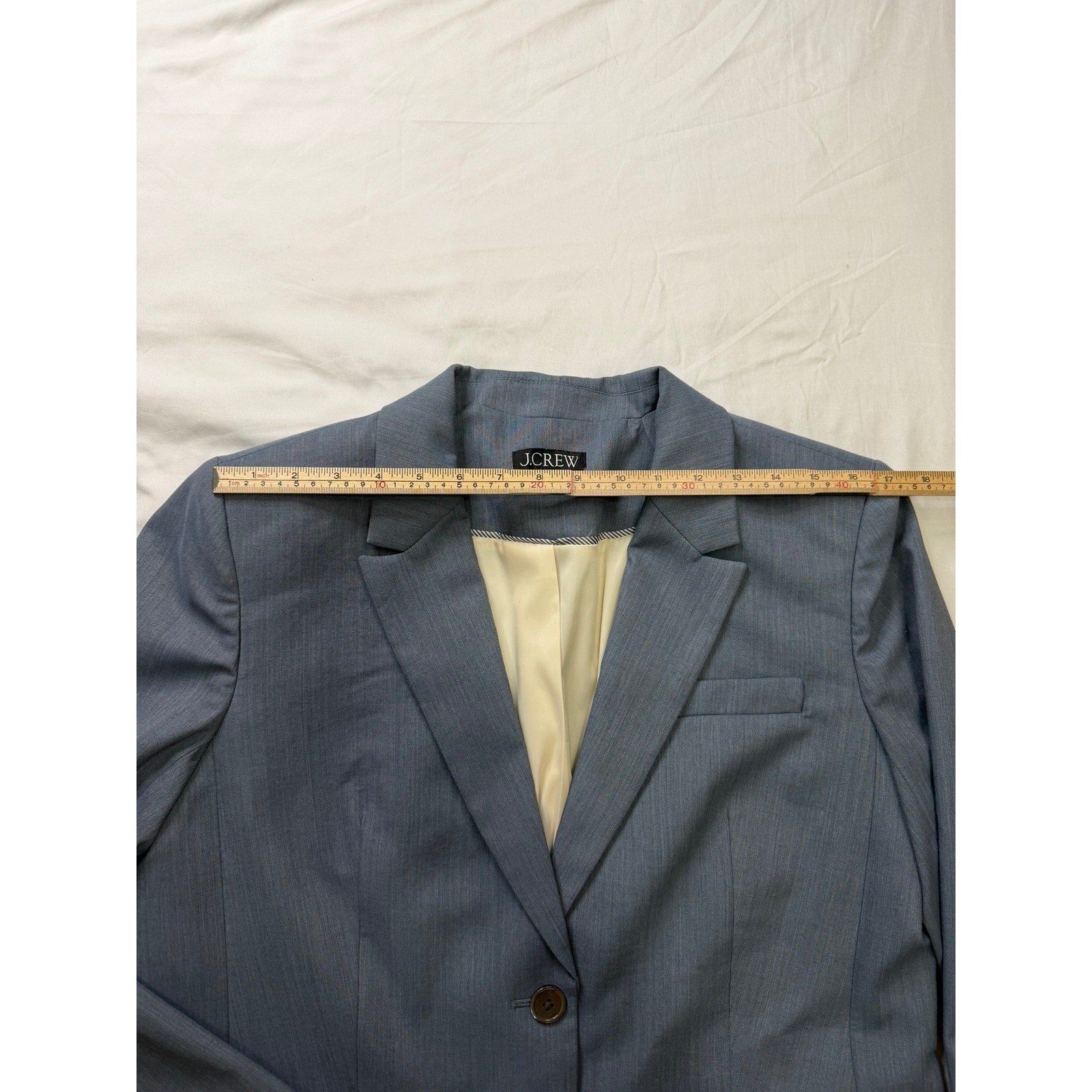 JCrew Mario Bellucci Italian Wool Blend Blazer Jacket Blue Grey Womens Size 8