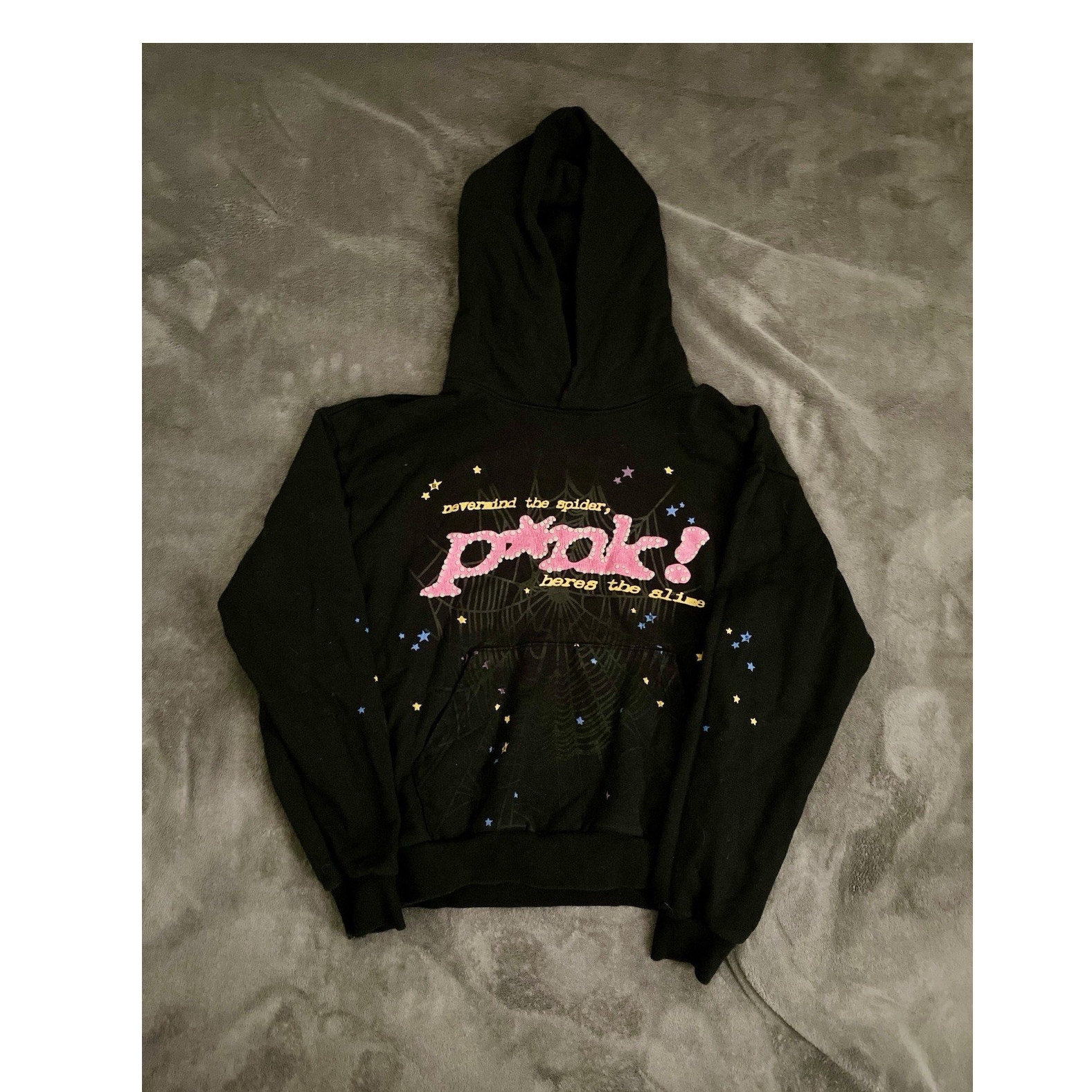 SP5DER “Nevermind The Spider” Black/Pink Hoodie